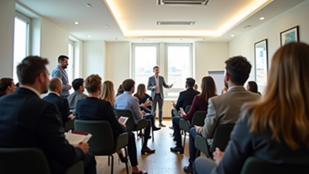 Ambiente de treinamento de comunicação com profissionais em espaço moderno e iluminado