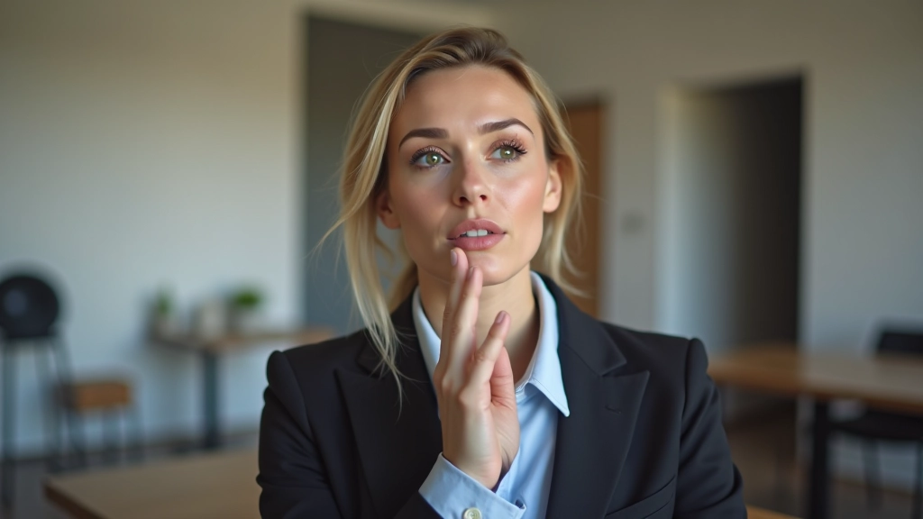 Mulher numa sala de treinamento a trabalhar técnicas de projeção de voz